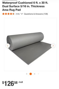 Waterproof Cushioned Area Rug Pad 6x30 ft brand new only 90