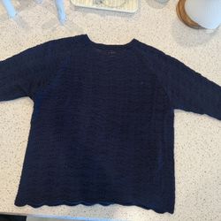 Hand Crochet Lace Sweater – Navy Blue