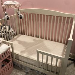 White Crib, Mattress And Conversion Kit
