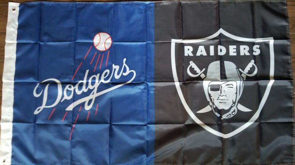 Dodgers/ Raiders Flag