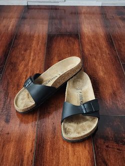 Birkenstock Madrid Black Birko-Flor Slide Sandals EU 37 US Women's 6-6.5 Made in Germany