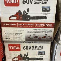 Toro Cordless Chainsaw Brand New In The Box 60v