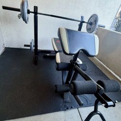 Marcy Diamond Olympic Weight Bench with Olympic Bar, (2) 45 lb plates. , (2) 35 lb plates, , (2) 25 lb plates, (2) 10 lb plates