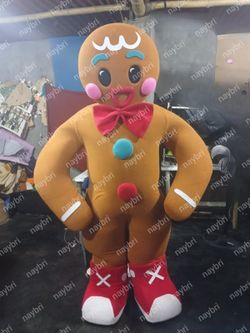 Gingerbread Mascot Costume - Red Bow