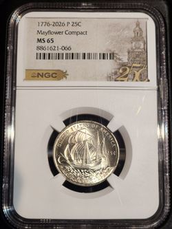 2026-P Mayflower Compact Quarter NGC MS65 – America 250 – $20