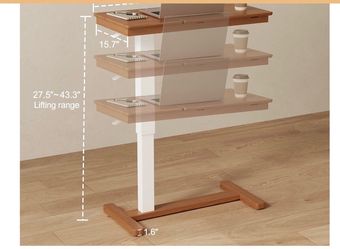 Solid Wood Overbed Table With Wheel