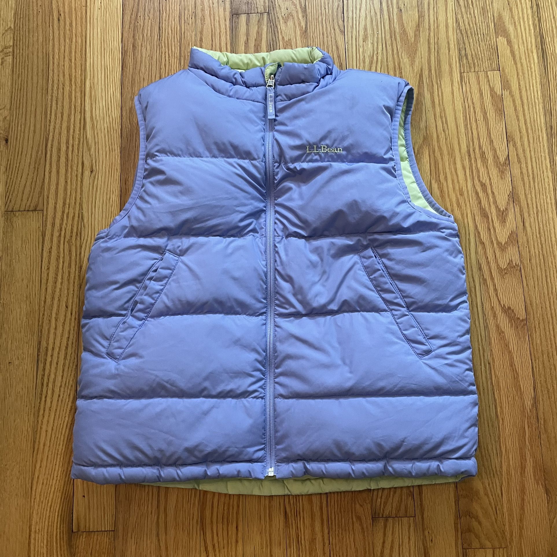 LL Bean Goose Down Insulated Puffer Vest Kids Girls XL - 18 - Purple Green