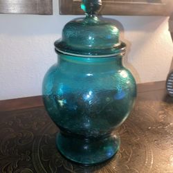 Large Apothecary Teal Blue Green Jar