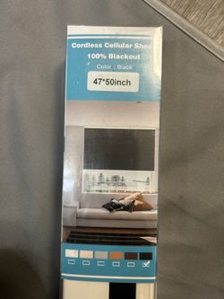47" x 50" Cordless Cellular Blackout Window Shade - Black - Open Box
