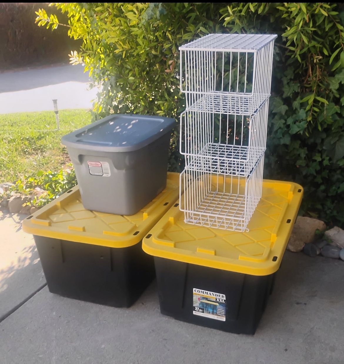 Storage Bins and Rack