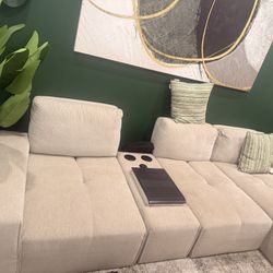 ✨ Modern Living Room Set – Couch w/ Built-In Speakers, Chairs & Rug ✨