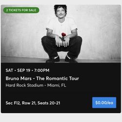 2 Bruno Mars Floor Tickets
