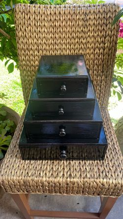 Black wooden jewelry box 13 x 12
