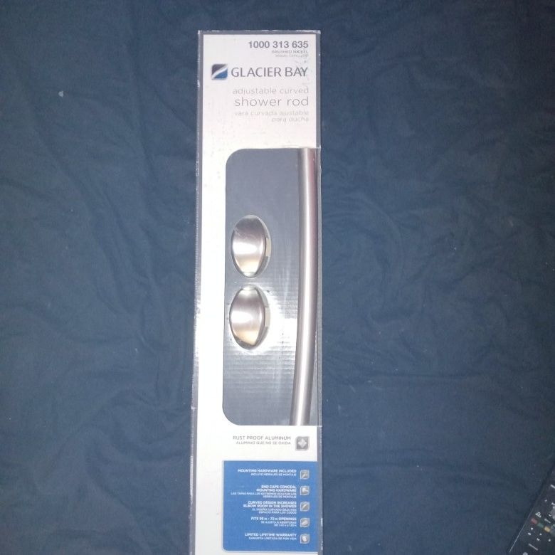 Brand New In The Box!! Glacier Bay Adjustable Curved Shower Curtain Rod In Brushed Nickel. Fits 56" To 72" Opening. Model # 1000 313 635.