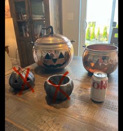 2 Copper Jack o Lanterns Pumpkins Halloween Decor