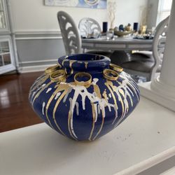 Blue abstract Painted vase