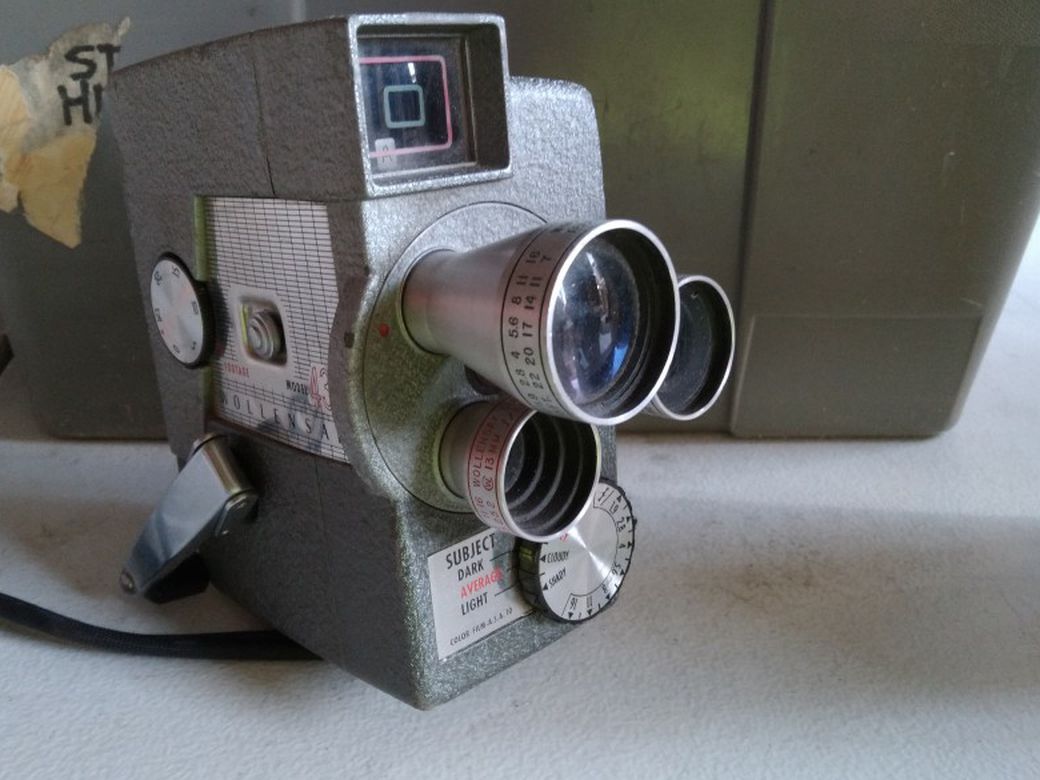 Vintage Camera With Three Lenses Wollensak