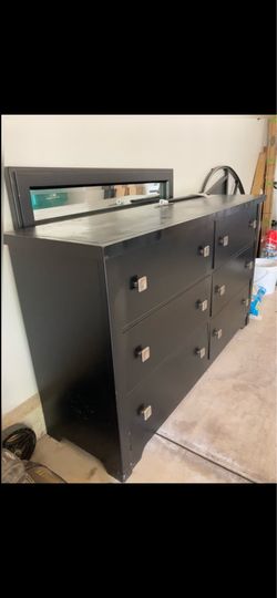 Black dresser and mirror
