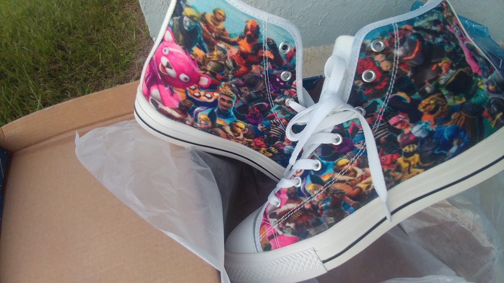 White high top Fortnite shoes size 10