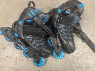 Adjustable Inline Skates Black Blue Size 7-10 Rollerblades