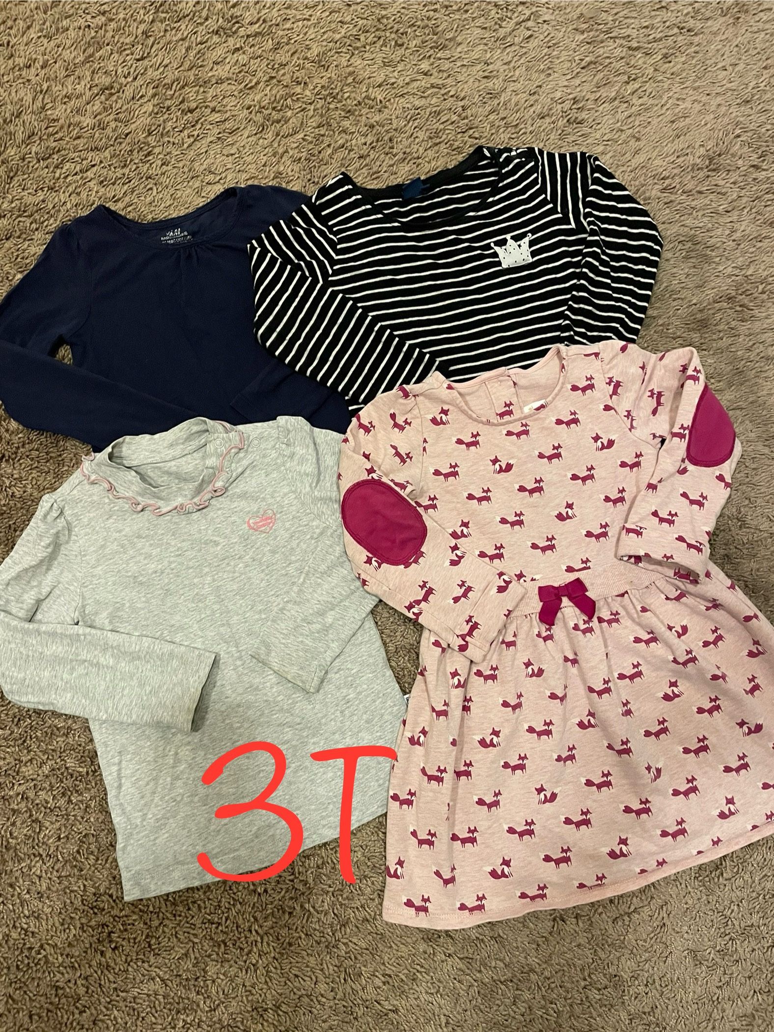 Winter/fall Girl Clothes, Long Sleeves Shirts Size 3T
