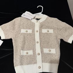 NEW Urban Revivo Short Sleeve Tweed Cardigan 