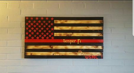 Usmc american wood flag