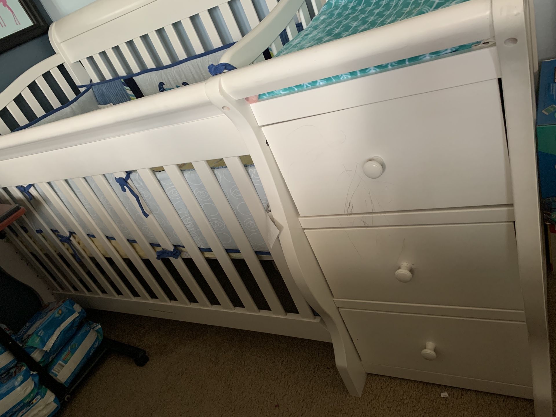 Baby Crib w/ Mattress and changing station