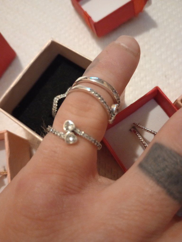 All Real Silver Pandora Rings Size 7