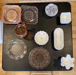 Depression Glass and Vintage Milk Glass