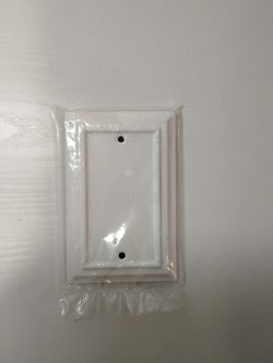 Glossy White Plastic Blank Wall Plate Cover Rectangular Traditional Screw Mount