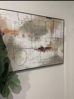 Abstract Canvas Art — Terracotta Earthy Tones w/ Line Art