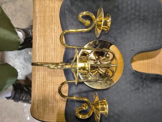Vintage brass wall hanging candle holder