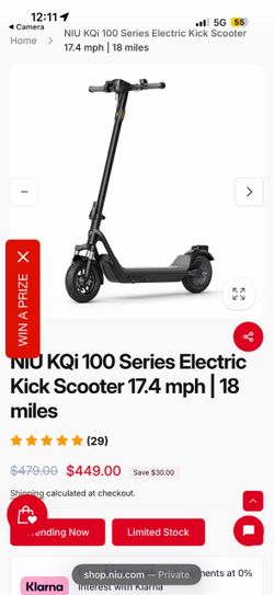 NIU KQi 100 Series Electric Kick Scooter 17.4 mph | 18 miles