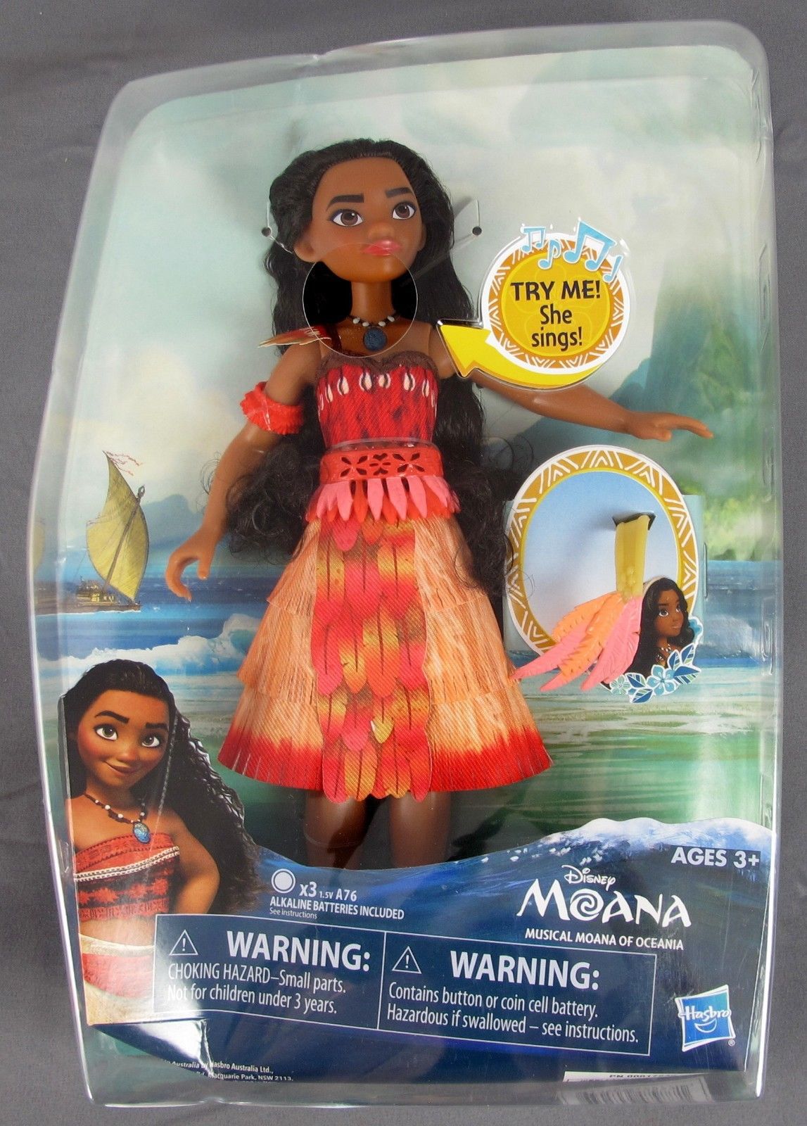 Disney Moana 10'' Doll Toy Light Up Necklace Musical Sings