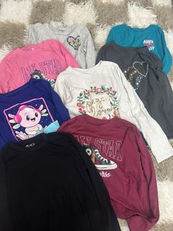 Girls Kids Long Sleet Shirt Lot Of 8 Size 7-8