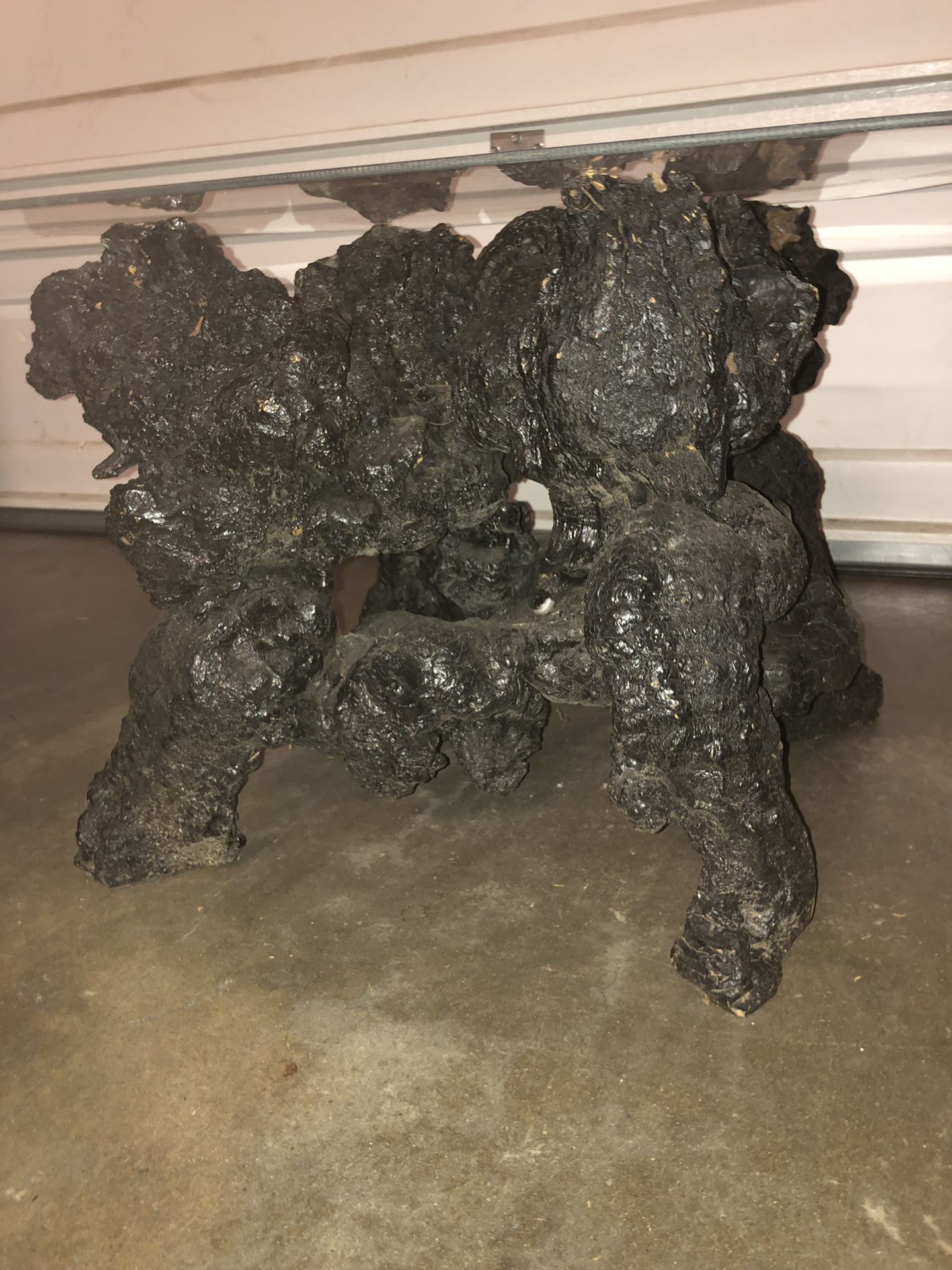 glass top WOOD ROOT TREE ROOT BURNT BLACK TABLE This is a pretty ridiculously amazing wood root tree root burnt black coffee table/end table If yo
