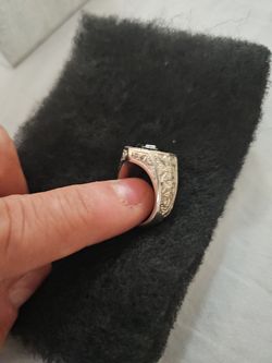 Hang Engrave Pure Silver With Diamon Ans Ruby Stone