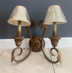 Bronze Metal Candelabra Wall Sconces-Pair