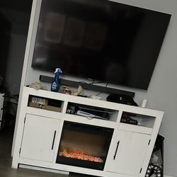 White TV Stand W/ Electric Heater 
