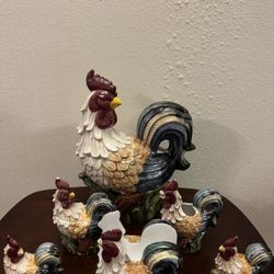 Vintage Jay Imports Rooster Cookie Jar Set