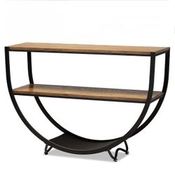 Rustic Industrial Style Antique Textured Metal Distressed Wood Console Table