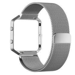 Fitbit blaze Band with frame Milanese loop silver