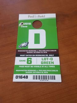 Redskins Eagles Parking Pass