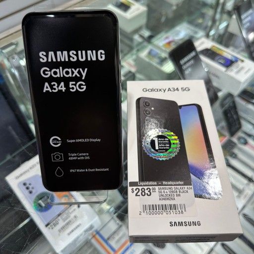 Samsung Galaxy A34 5g 6+128gb Unlocked Cellphones Cell Phones Smartphone Telefono Celular Black A346mzka