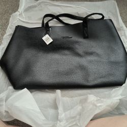 Bella Russo Black Tote Bag.  New With Tags.  Faux Leather. W/staps. Lrg Textured