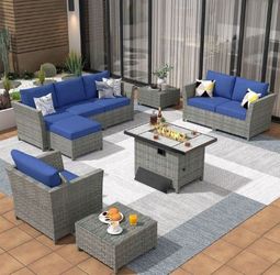 Patio Outdoor Sofa Set Brand New Patio Furniture With Fire Pit Propane Outdoor Patio Furniture High Quality Deep Seating Cushions 🆕🚎🆕🛺🆕