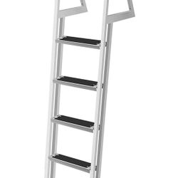 Removable Dock Ladder with Rubber Mat, Pontoon Boat Ladder with Mounting Hardware