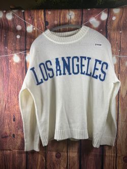 Just Polly Los Angeles Graphic Knit Sweater Cream L