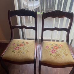 Two Beautiful Wooden  Carved Chairs Price Is For 2